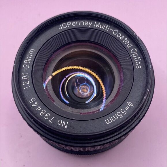 JC Penney Camera Lens Multi Coated Optics 1:2.8 f=28mm 55mm Case - Picture 1 of 3